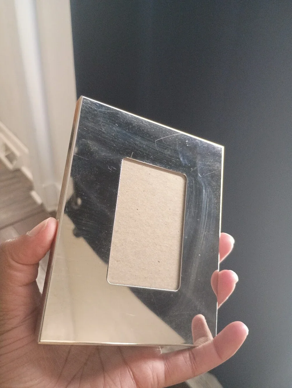 90s Silver Metal Picture Rectangle Mini Frame with Neutral Mat